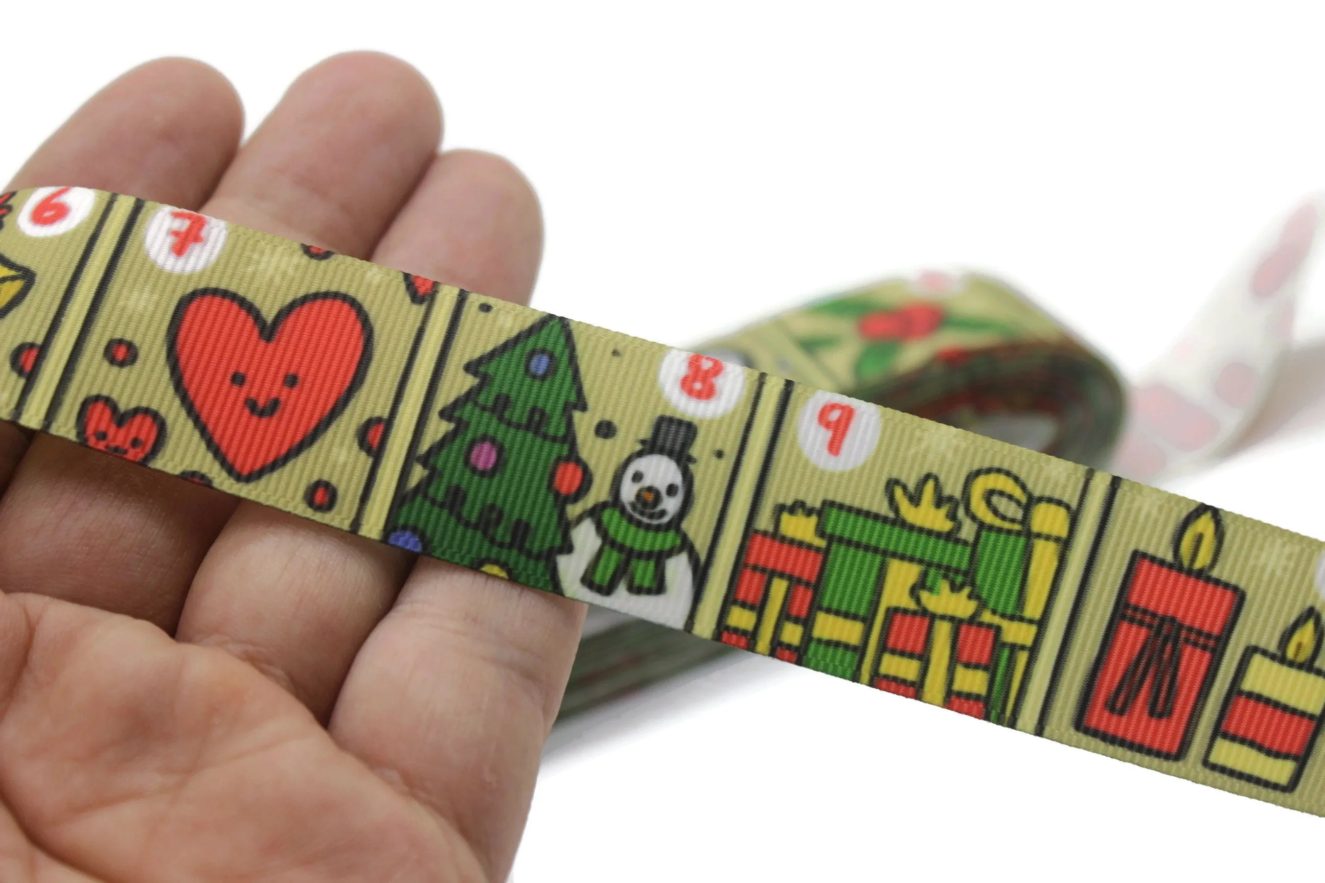 0.98 inch(25 mm) Christmas Grosgrain Ribbon - Wholesale Ribbon by the Yard, Solid Grosgrain Bows, Hair Bow, Hairbow Supplies CHRS