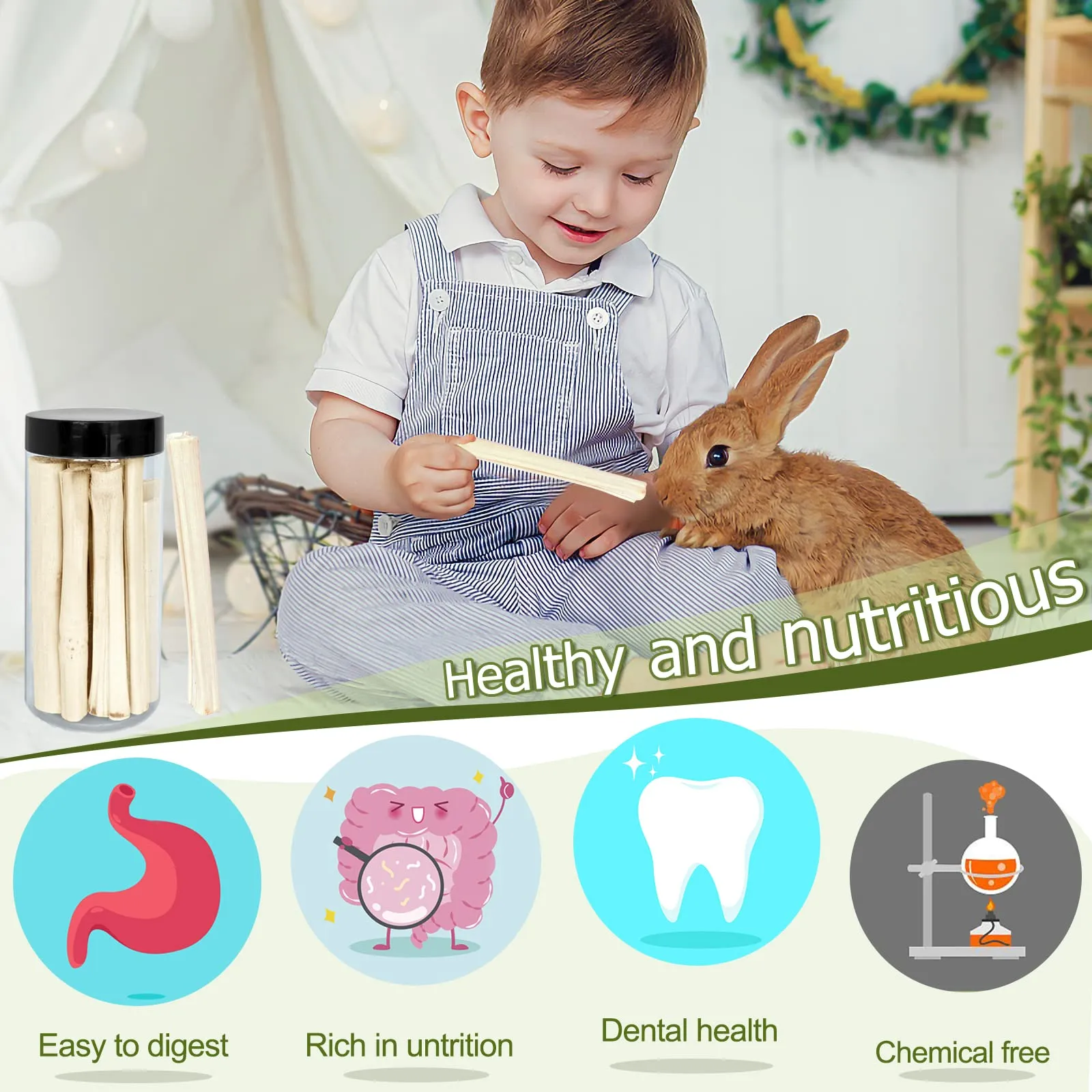 100g Natural Sweet Bamboo Chew Toys for Teeth,Rabbits Bamboo Sticks,Bunny Molar Treats Snack for Bunny Guinea Pig Chinchillas Guinea Pig Rabbits Hamster Gerbilsquirrel Rat Food (Sweet Bamboo)