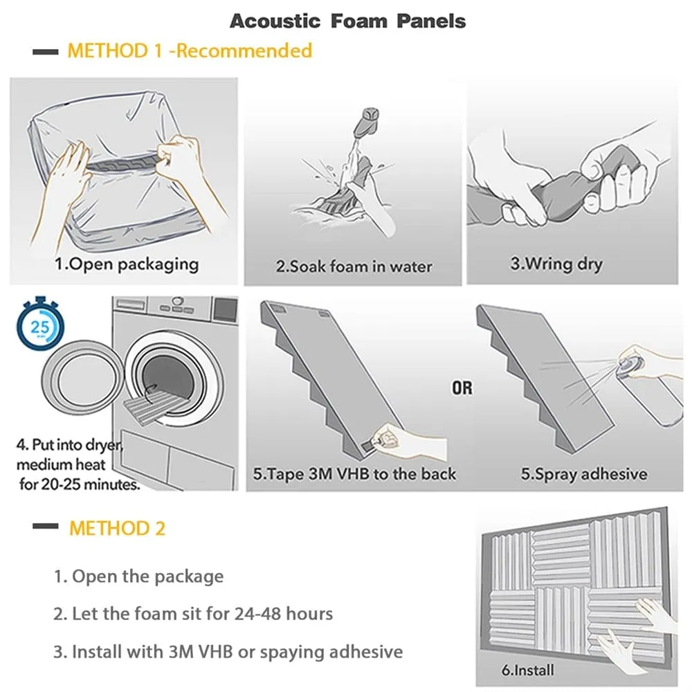 12 24pcs Hexagon Acoustic Soundproof Foam Panel with Tapes