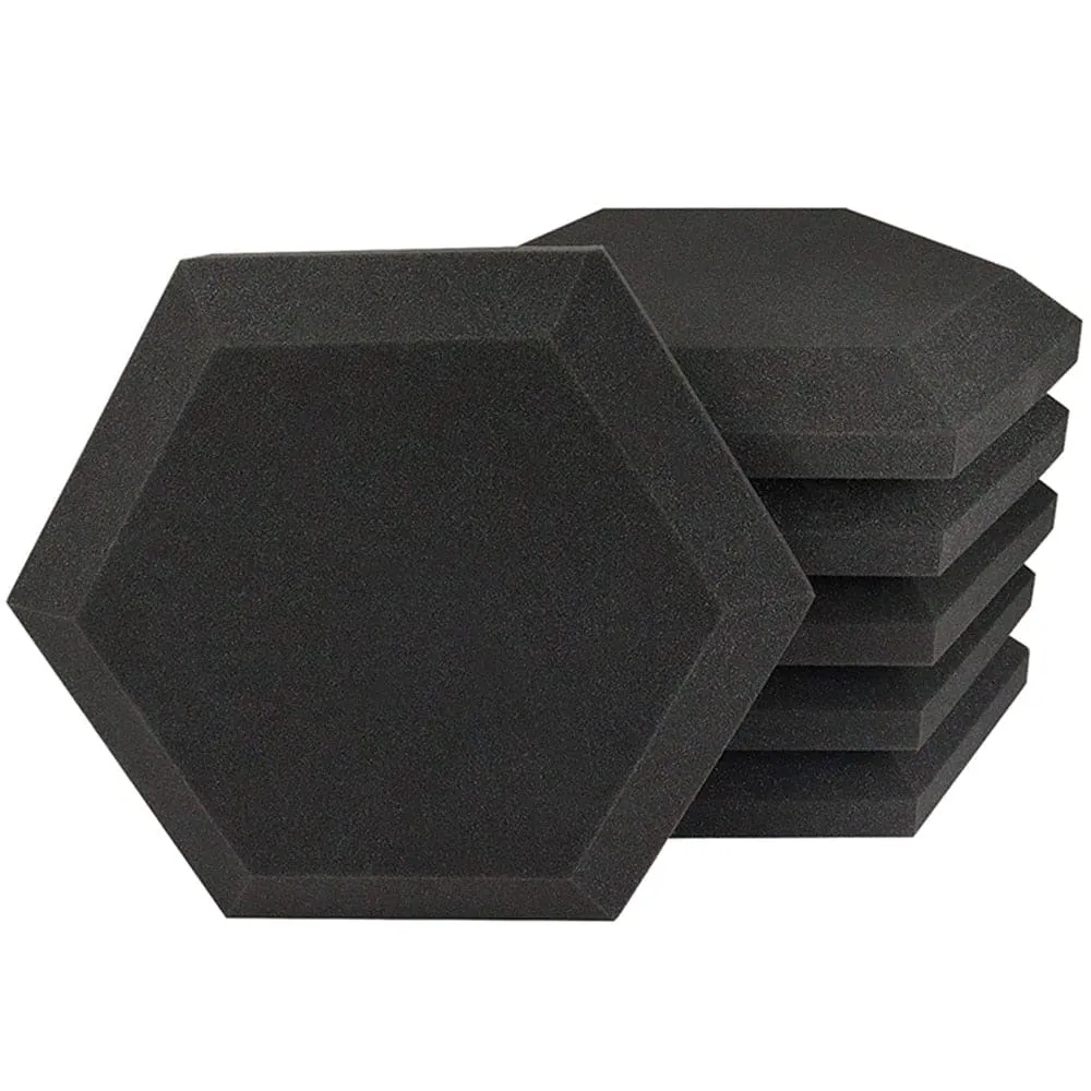 12 24pcs Hexagon Acoustic Soundproof Foam Panel with Tapes