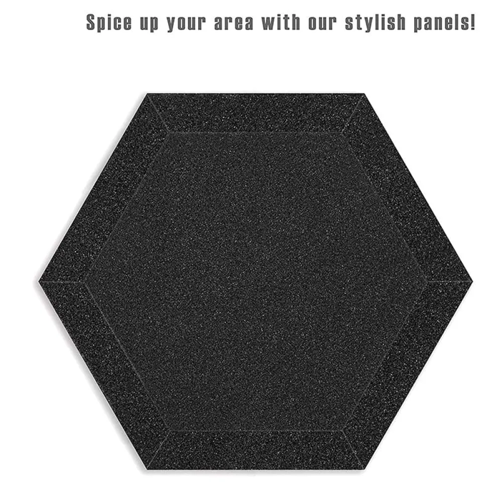 12 24pcs Hexagon Acoustic Soundproof Foam Panel with Tapes