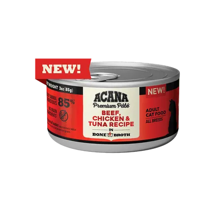 Acana Premium Pâté, Beef, Chicken & Tuna Recipe, Wet Cat Food, 3-oz Case of 24