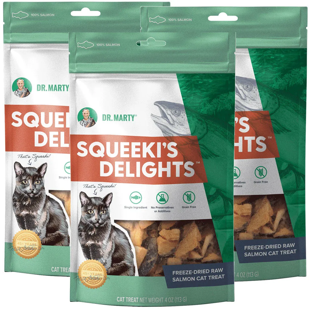 Dr. Marty Squeeki's Delights Freeze-Dried Raw Salmon Cat Treats, 4-oz
