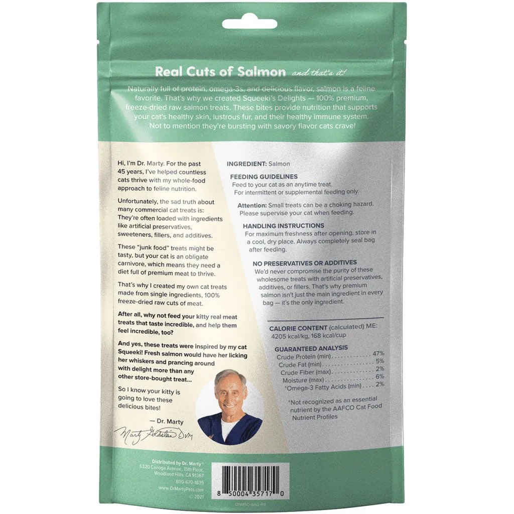 Dr. Marty Squeeki's Delights Freeze-Dried Raw Salmon Cat Treats, 4-oz