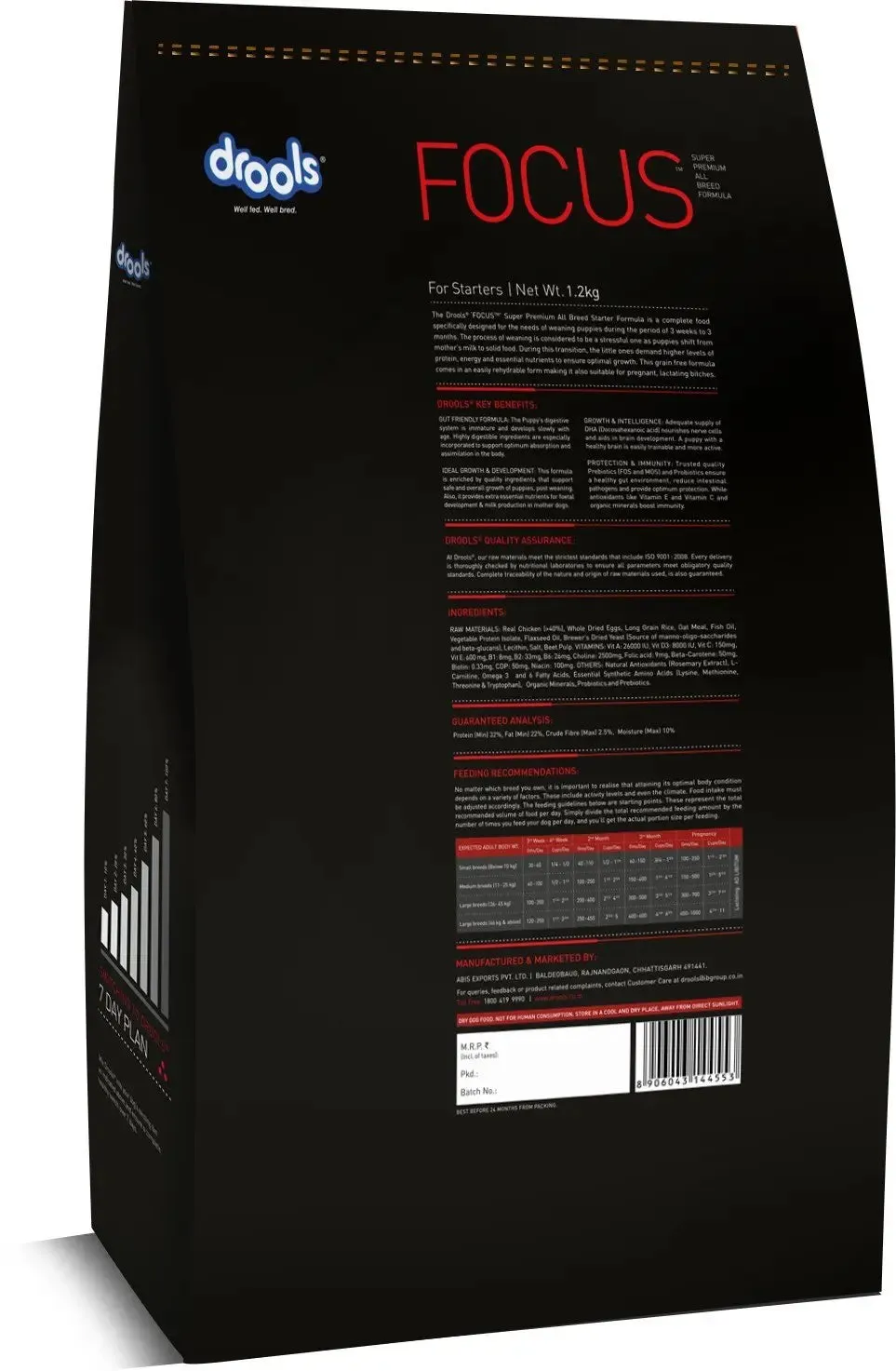 Drools Focus Starter Super Premium Dog Food, 1.2kg