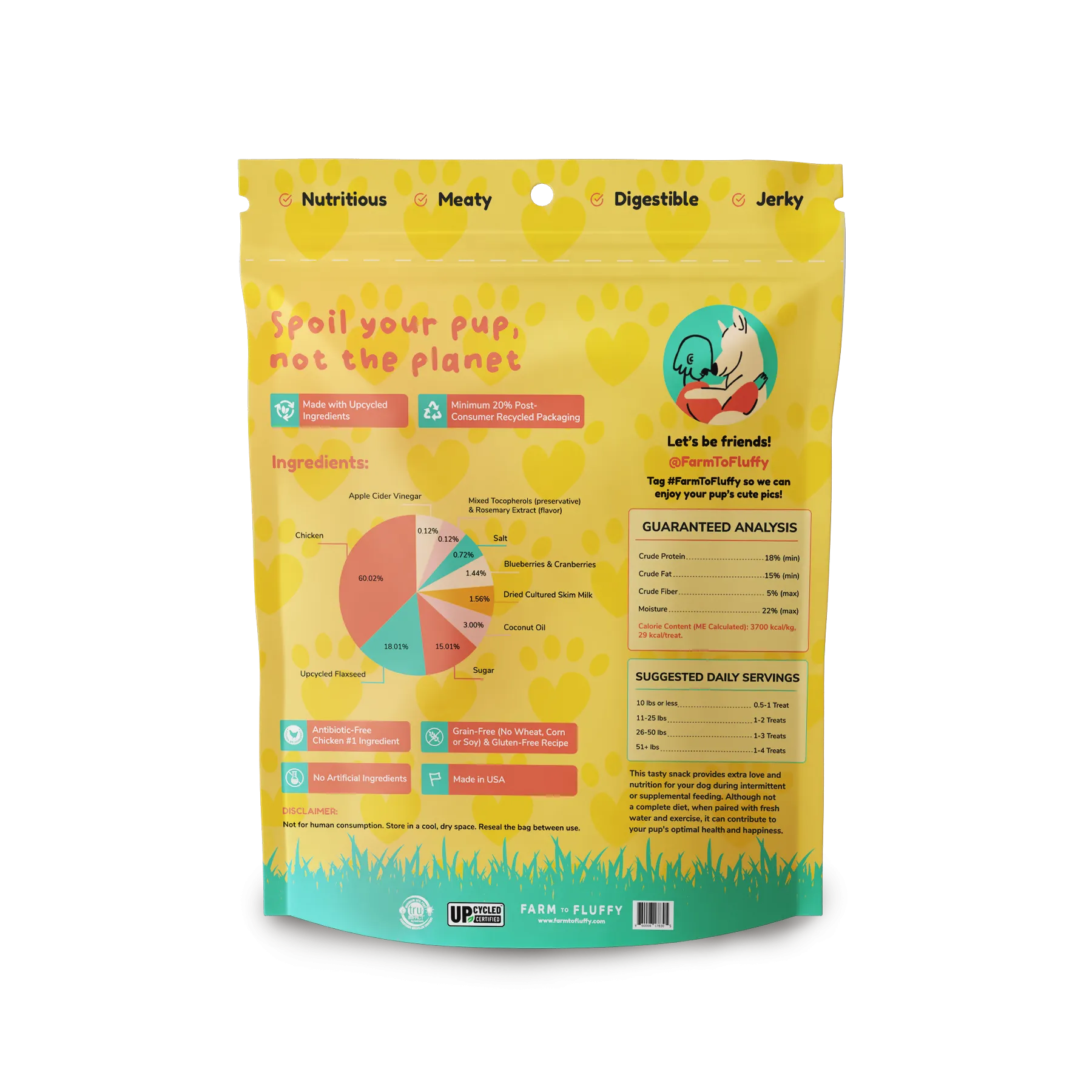 Farm To Fluffy Chicken Dog Treats, Antibiotic Free, Sustainable Bag - 5 oz