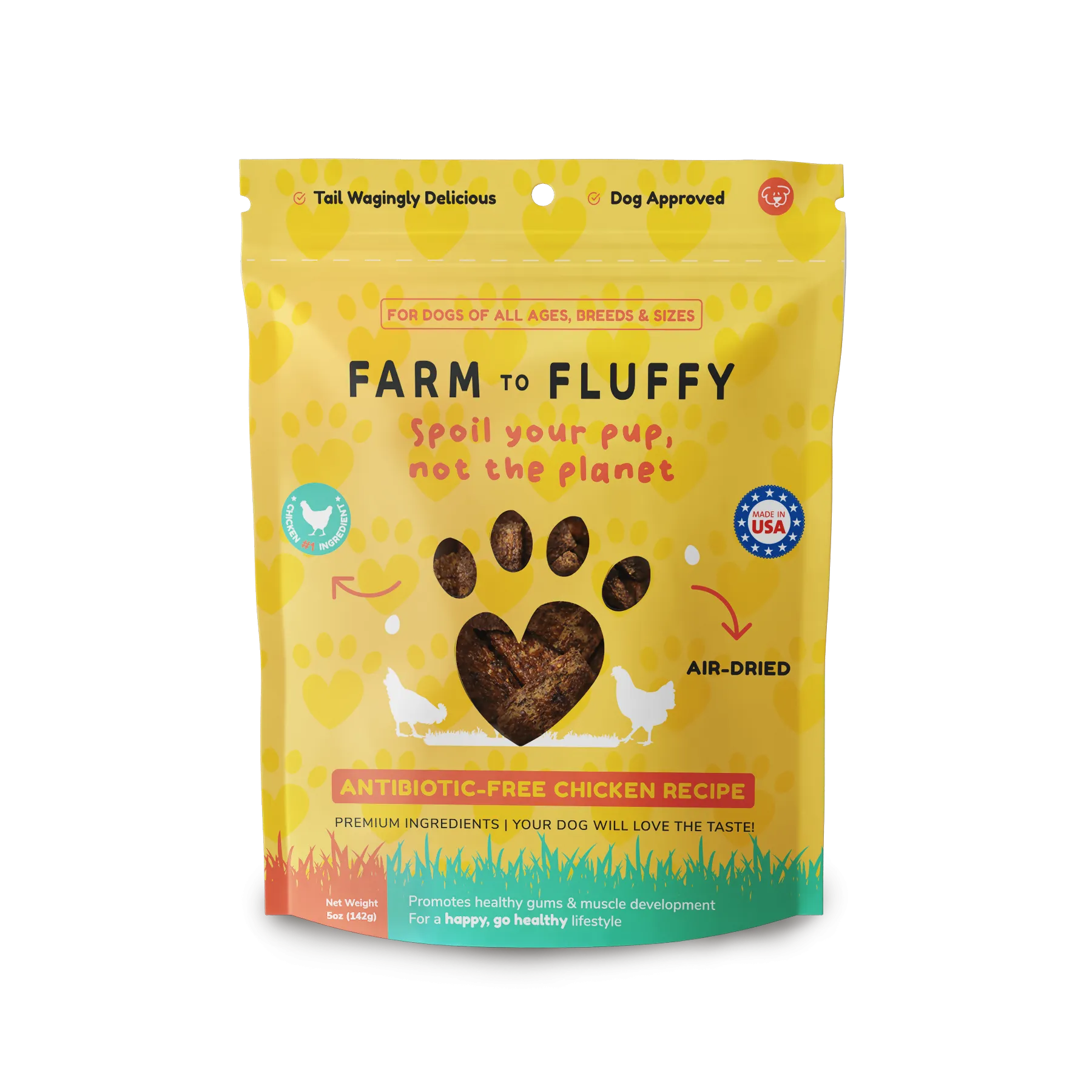 Farm To Fluffy Chicken Dog Treats, Antibiotic Free, Sustainable Bag - 5 oz