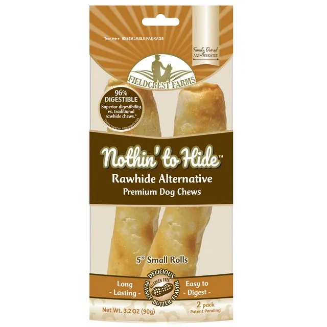 Fieldcrest Farms Nothin to Hide 5" Peanut Butter Roll Dog Chew, 2-Pack