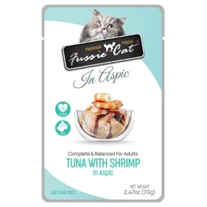 Fussie Cat Premium Tuna with Shrimp Formula in Aspic Wet Cat, 2.47-oz Pouch