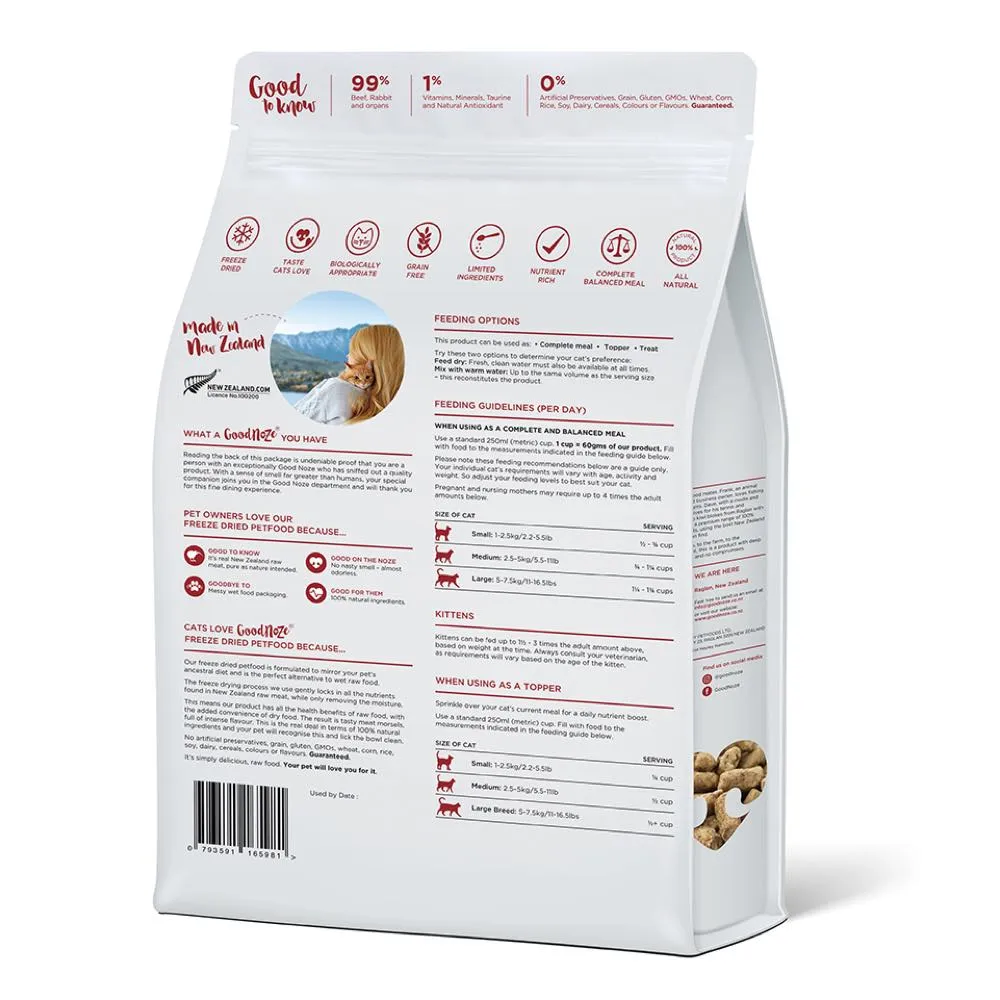 Good Noze NZ Beef & Rabbit Freeze-Dried Cat Food 350g