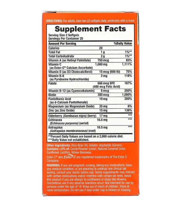 Immunity 24H , 500 mg, 50 Softgels, Nature's Bounty
