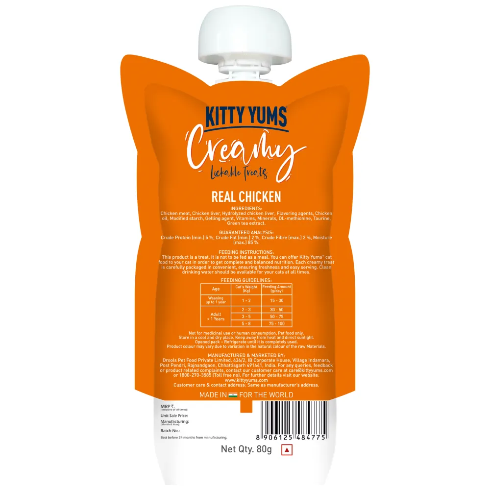 Kitty Yums Lickable Real Chicken Creamy Cat Treat
