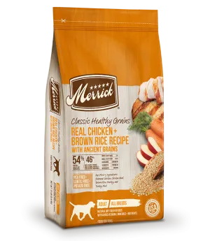 Merrick Classic Healthy Grains Real Chicken   Brown Rice Recipe with Ancient Grains, 25-lb Bag