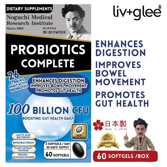 Noguchi Japan Probiotics Complete - 26 Strains 1000 Billion CFU Helps Digestion Improves Bowel Movement & Gut Health