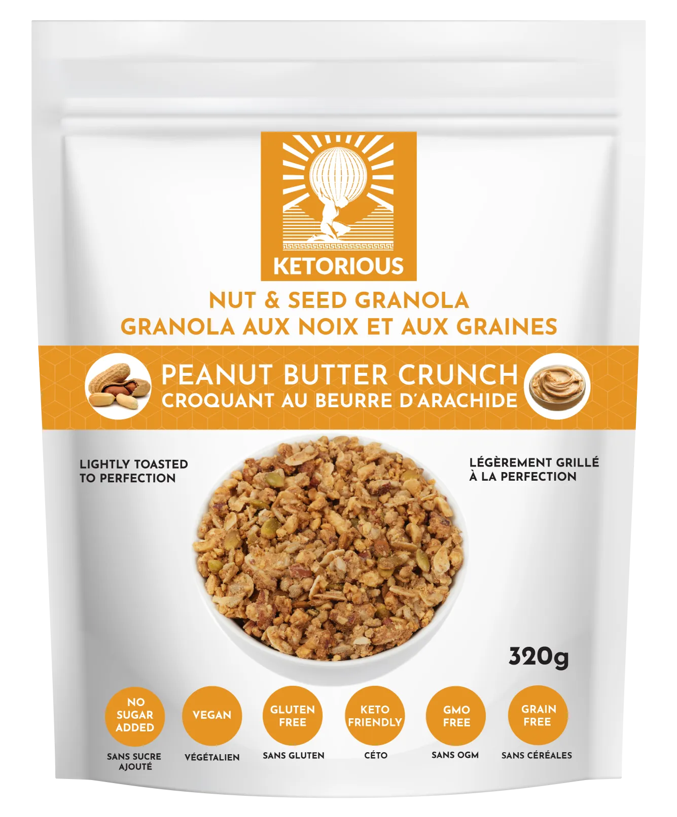 Peanut Butter Crunch Nut and Seed Granola by Ketorious, 320g (Copy)