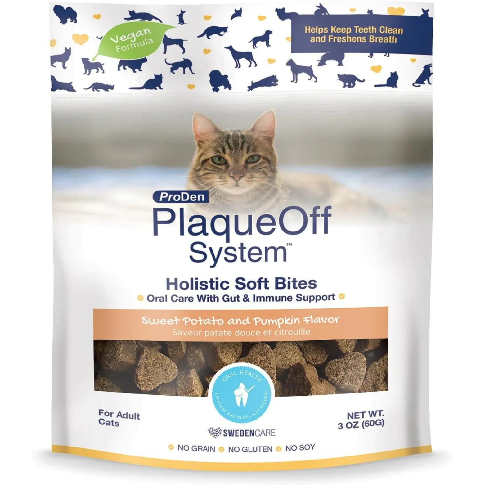 Proden PlaqueOff Holistic Soft Bite Dental Treats for Cats Sweet Potato & Pumpkin 3oz