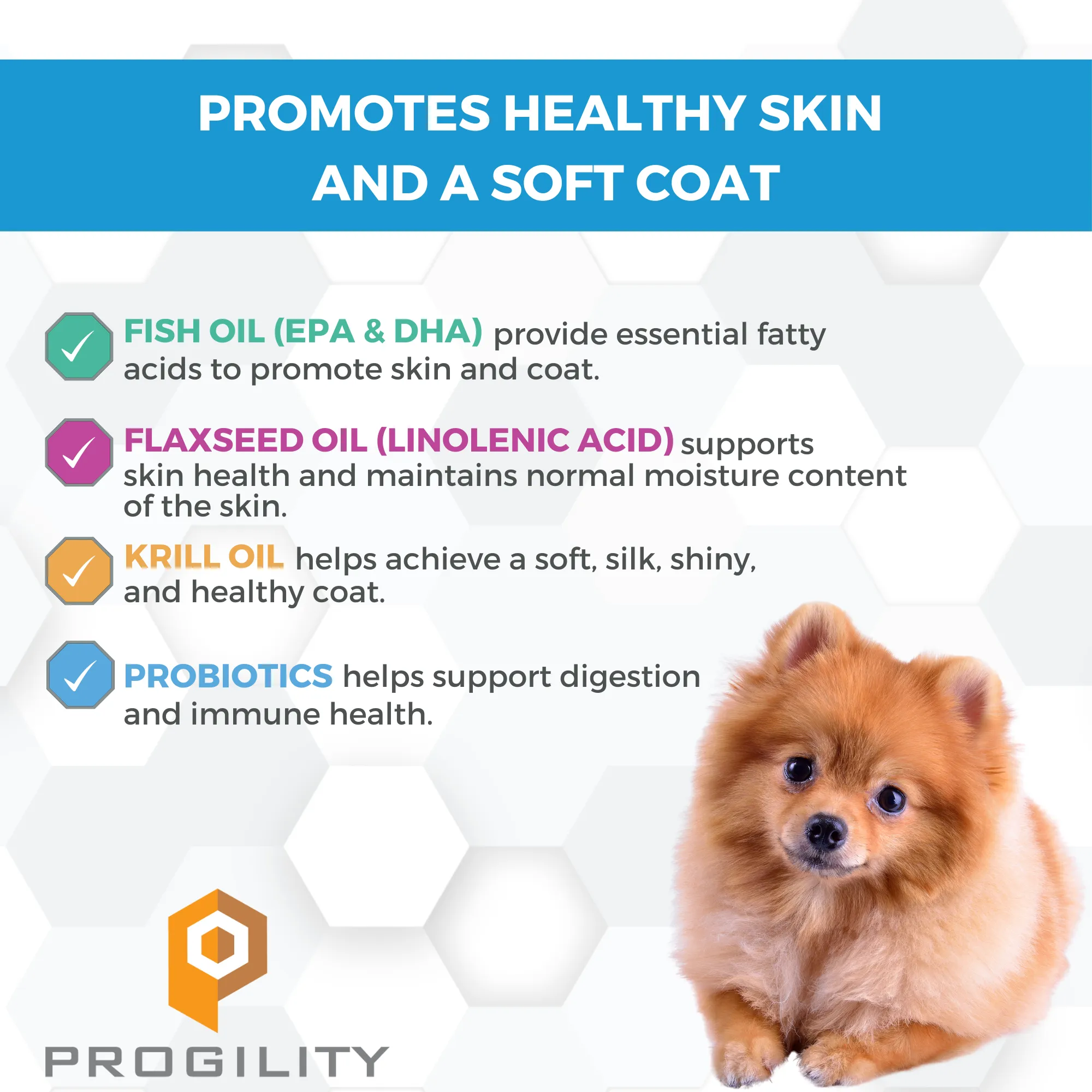 Progility Minis Skin & Coat Soft Chew Supplements | Promotes Healthy Skin and a Soft Coat - For Small & Medium Dogs