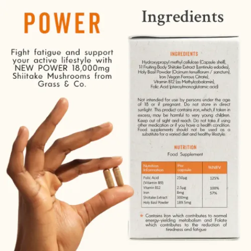 Shiitake Mushroom Supplement for Energy | POWER | 60 Capsules