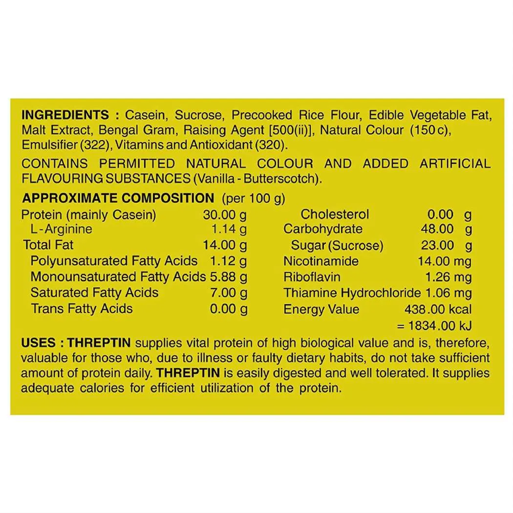 THREPTIN Delicious High-Calorie Protein & Vitamin B Diskettes Vanilla Flavor 275gms