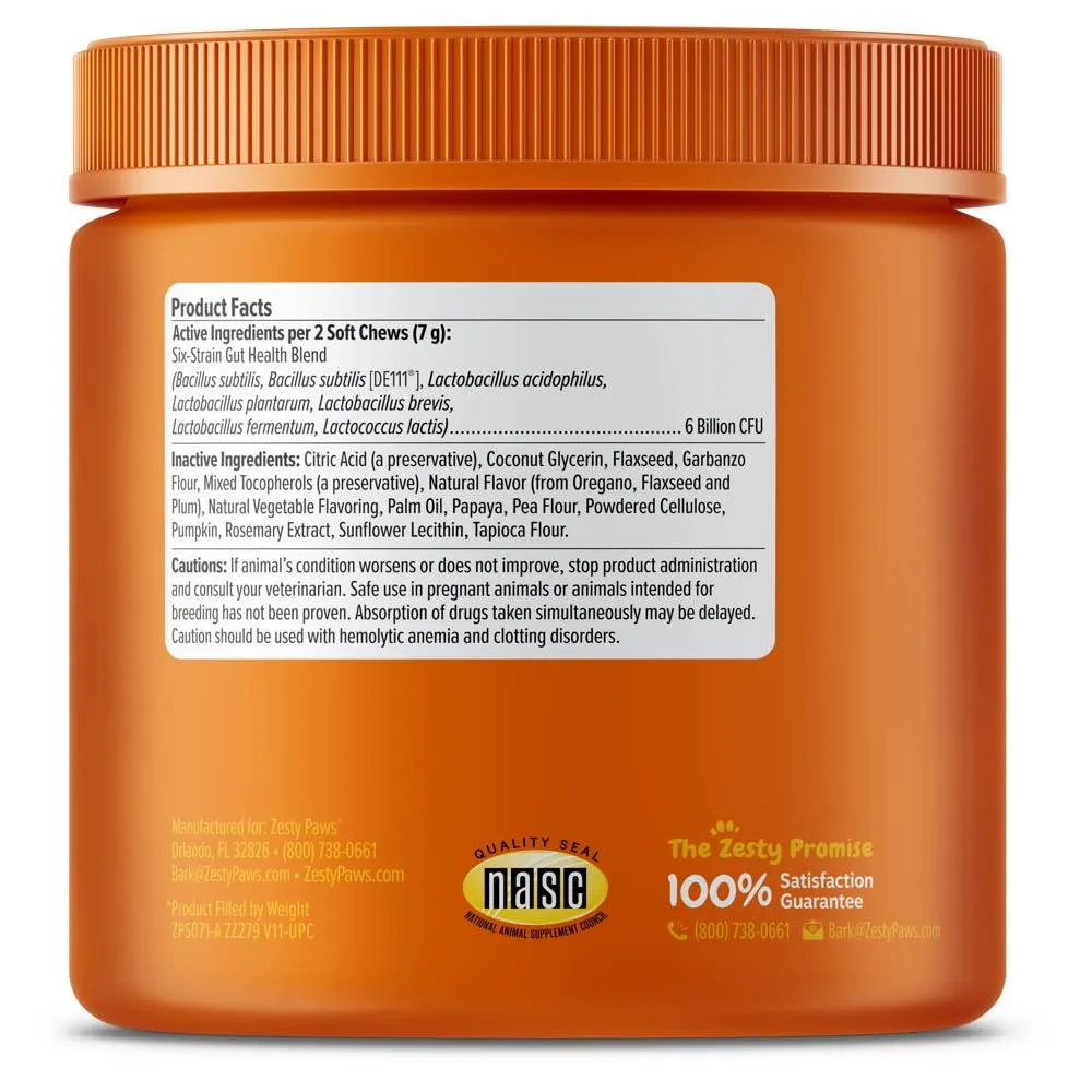 TRIAL SPECIAL 50% OFF (1 per order): Zesty Paws Probiotic Bites Pumpkin Dog Supplement Trial Pack 10 chews