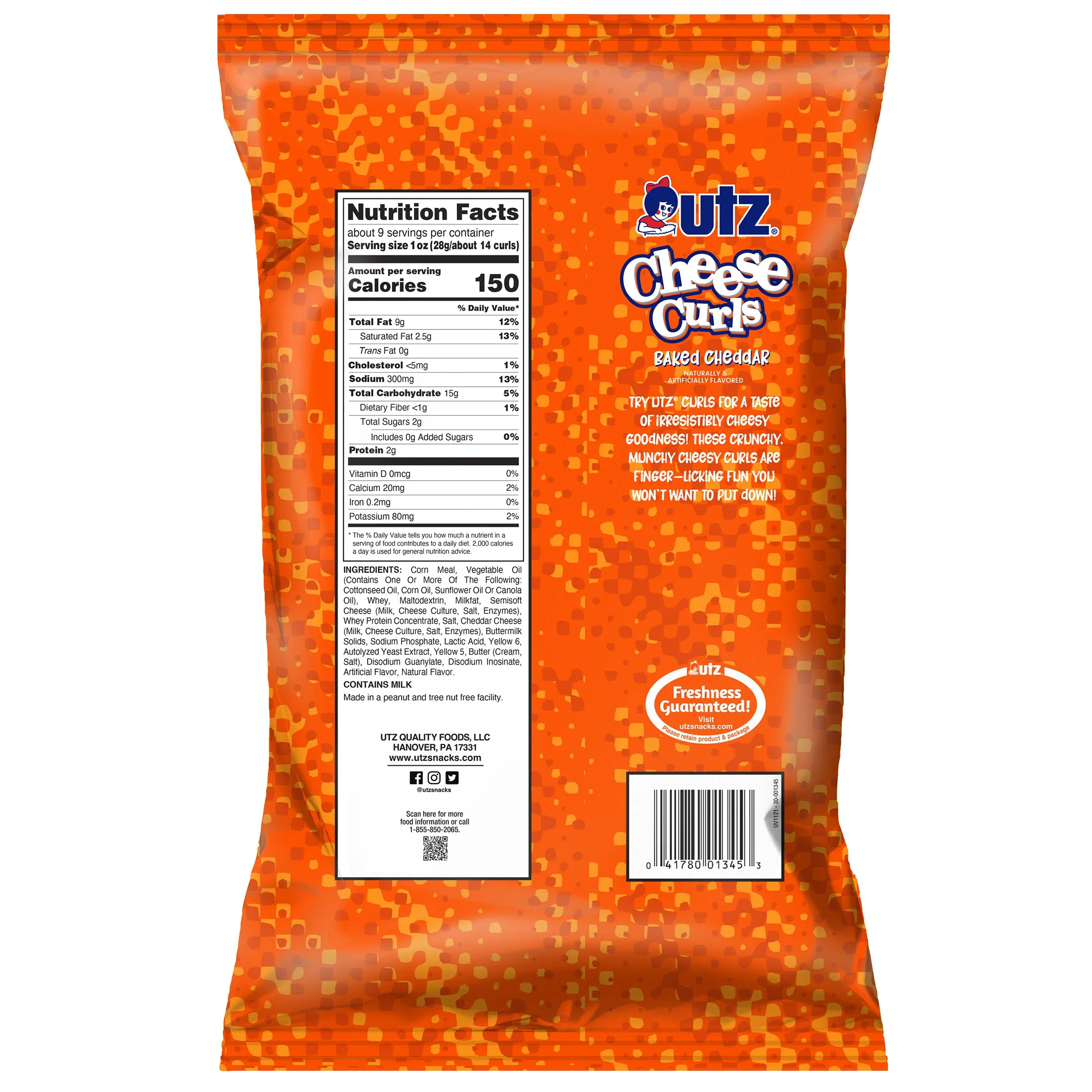 Utz Cheese Curls Cheddar 8.5 oz.