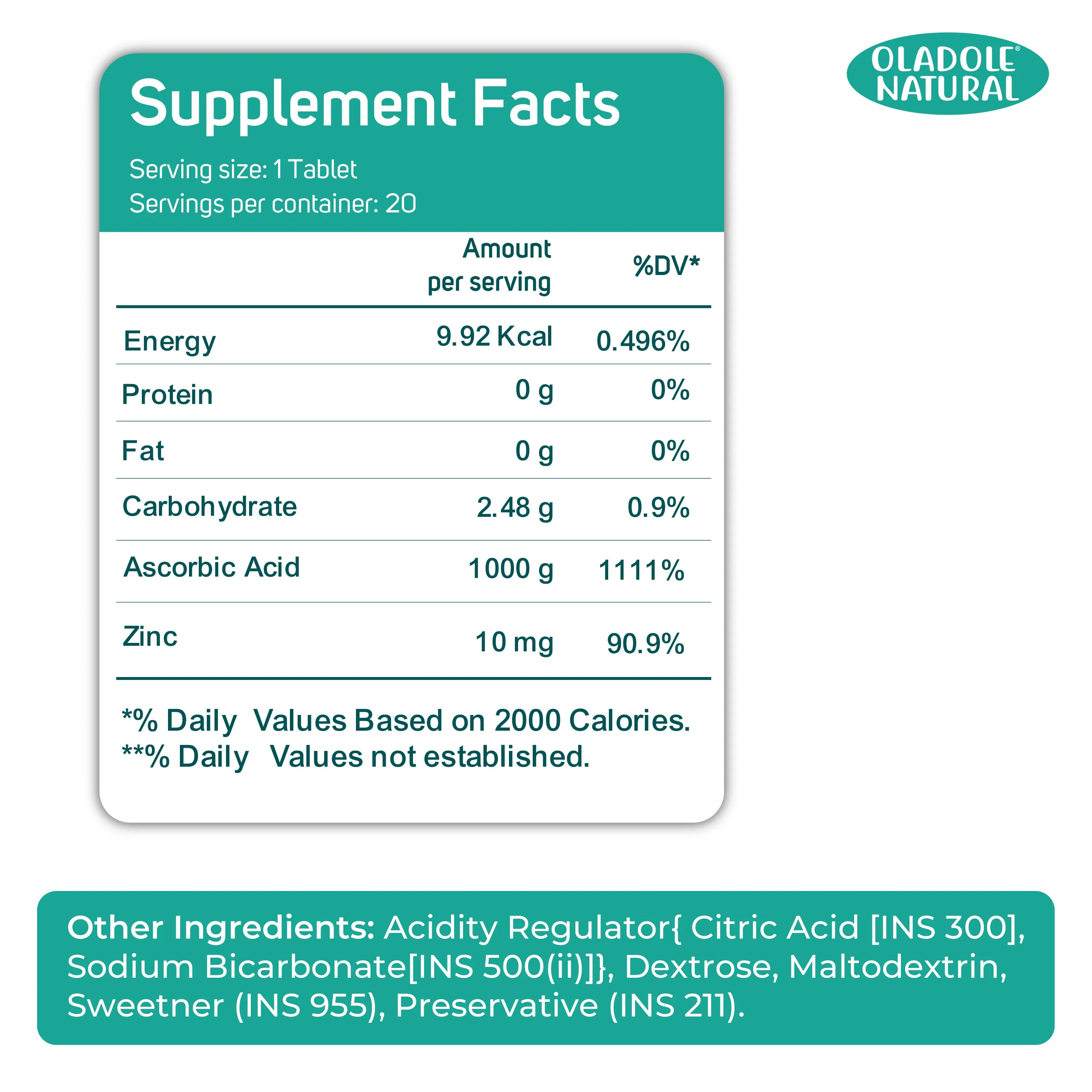 Vitamin C 1000mg effervescent   Zinc Orange Flavor Pack of 6
